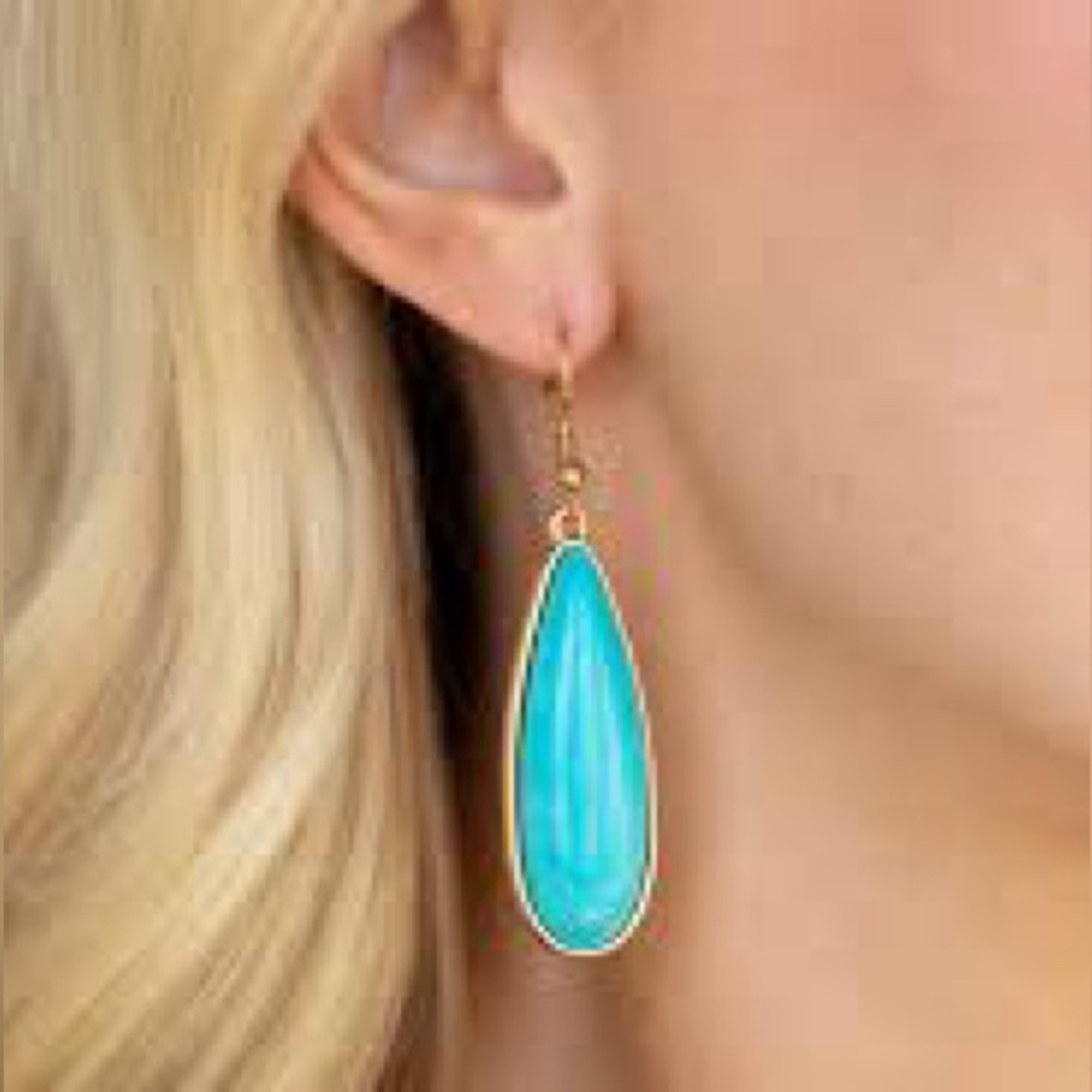 Santa Fe Skies - Gold w/Turquoise Earrings
